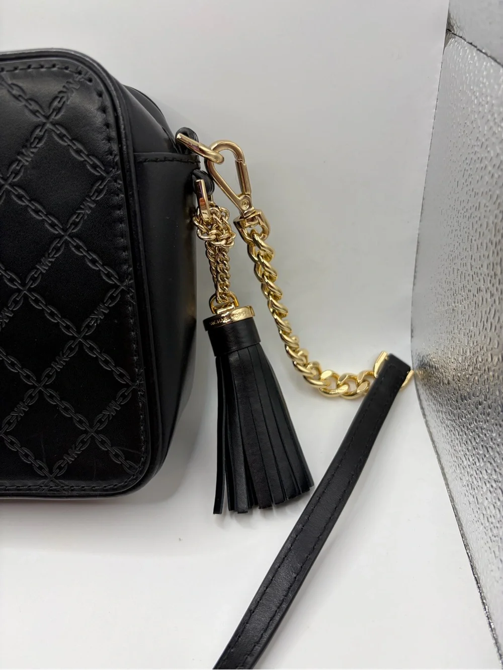 Michael Kors Black Leather Crossbody with Tassel